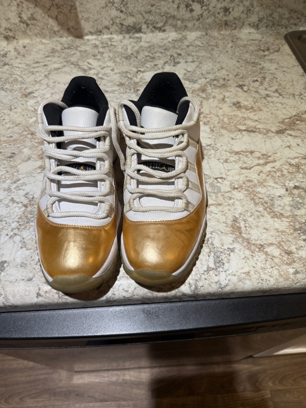 Jordan Low-Top Sneakers in White and Gold